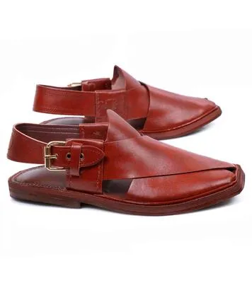 Men's Leather Plain Peshawari Chappal