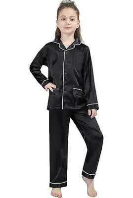 2 Pcs Girl's Stitched Cotton Plain Night Suit