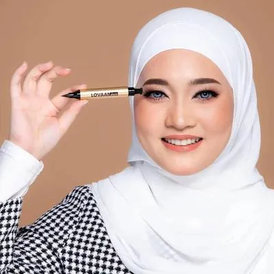 Lovaa Eyeliner Stamp 2-in-1 Wing Stamp & Liquid Eyeliner Pen | Waterproof, Smudge-Proof, Long-Lasting Deep Black for Perfect Winged Eyes
