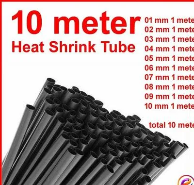 10 Meter Heat Shrink Tube all Size 1mm to 10mm Heat Shrink Sleeves Tubing Shrinkable Wrap Sleeve Kit Top Electronic 1mm 2mm 3mm 4mm 5mm 6mm 7mm 8mm 9mm 10mm Total 10 Meter