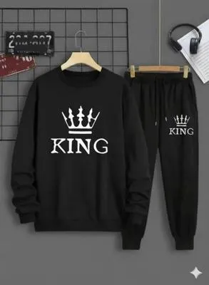 2 Pcs Men's Polyester Printed Sweatshirt Track Suit