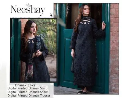 Stylish 3 Pcs Printed Suit Set with Digital Print Design