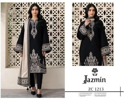 3 Pcs Women's Unstitched Embroidered Suit