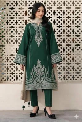 3 Pcs Women's Unstitched Embroidered Suit