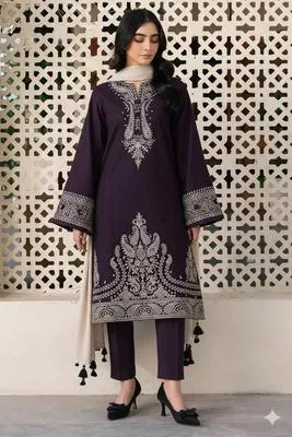 3 Pcs Women's Unstitched Embroidered Suit