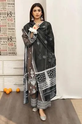 3 Pcs Women's Unstitched Embroidered Suit
