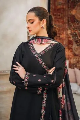 3 Pcs Women's Unstitched Embroidered Suit