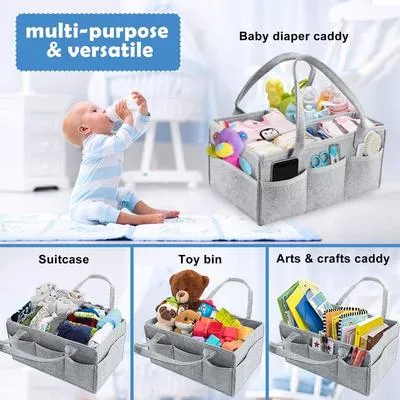 Baby Diaper Caddy Organizer & Portable Storage Basket Portable Foldable Durable Nursery Essentials Storage Basket Bin And Car Organizer For Wipes Toys Change Pad Tote Bag Baby Shower Gifts Baby Accessories