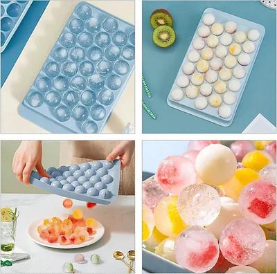 33-Grid Round Ice Cube Tray with Lid – Sphere Ice Ball Maker Mold for Freezer, Juice, Tea & Coffee – Space-Saving Silicone Ice Tray (Pack of 1)