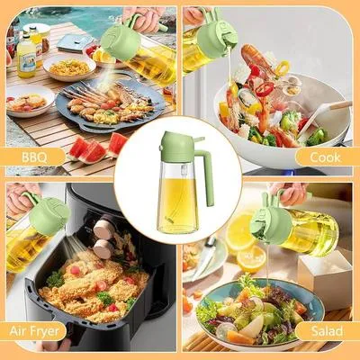 2 In 1 Oil Kettle, Oil Pot, Kitchen Oil Spray Bottle And Dispenser, Glass Oil Bottle For Cooking, Vinegar Soy Sauce Spray Pour Oil Container, Home Barbecue Air Fryer Glass Baking Oil Kettle, Double Function Oil Dispenser And Bottle