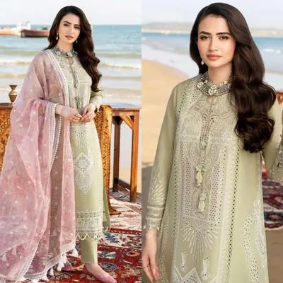 JAZMIN 3 Pcs Unstitched Chikankari Embroidered Suit