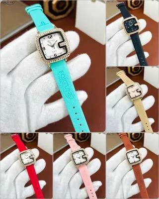Fortune Time Luxury Women's Crystal Watch - Elegant Square Dial Diamond-Studded Fashion Wristwatch - Premium Leather Strap Analog Watch for Ladies & Girls - 2026 Party Wear Collection