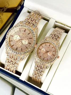 Couple Analog Watches Set - 2 Pcs For Men & Women