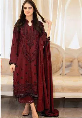LIBAAS 3 Pcs Women's Unstitched Embroidered Suit