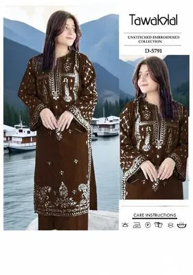 2 Pcs Women's Unstitched Embroidered Suit