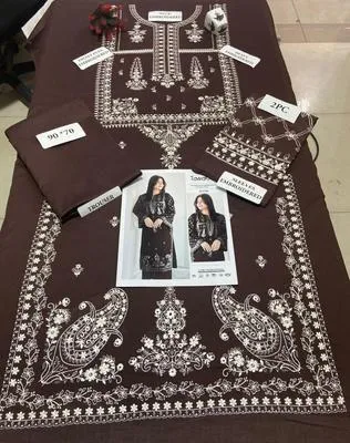 2 Pcs Women's Unstitched Embroidered Suit thumbnail 2