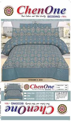 3 Pcs Cotton Printed Double Bedsheet