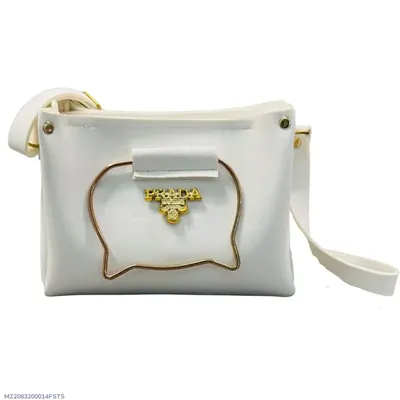 White Elegant Cat Handle Handbag for Girls & Ladies | Stylish Shoulder & Crossbody Bag with Gold Accents | Adjustable Strap thumbnail 8