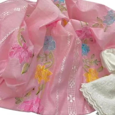 3 Pcs Women's Unstitched Multi Flower Embroidered Style Suit