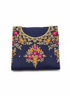 3 Piece Unstitched Dress for Women's | Party Wear | Organza Embroidered Suit | Handmade Aari & Zari Work | Kataan Silk Trouser thumbnail 4