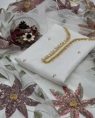 2 Pcs Women's Unstitched Hand Work Suit