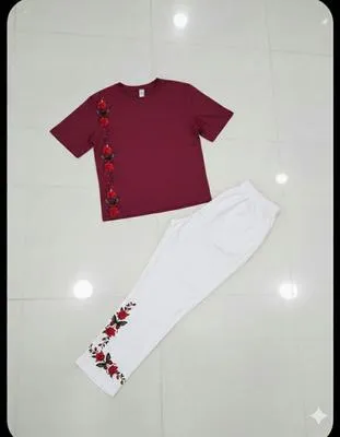 2 Pcs Women's Stitched Jersey Printed Night Suit