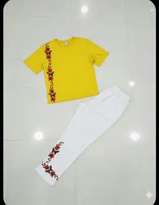 2 Pcs Women's Stitched Jersey Printed Night Suit