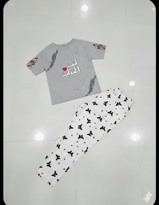 2 Pcs Women's Stitched Jersey Printed Night Suit