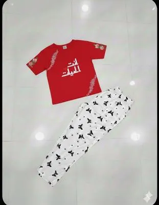 2 Pcs Women's Stitched Jersey Printed Night Suit