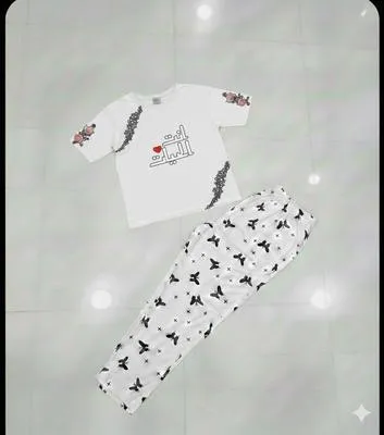 2 Pcs Women's Stitched Jersey Printed Night Suit