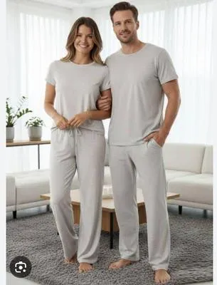 2 Pcs Women's Stitched Jersey Plain Night Suit