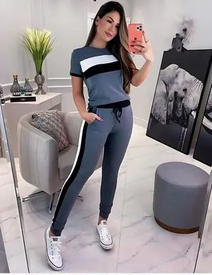 2 Pcs Women's Stitched Jersey Plain Tracksuit