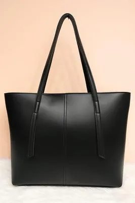 Women's Faux Leather Plain Tote Bag