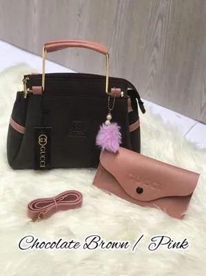Women's Leather Plain Hand Bag Set