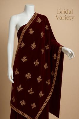 Luxurious Velvet Embroidered Shawl - 1 Pcs in Black, Blue, and Maroon