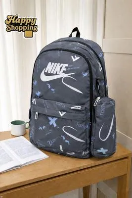 Multipurpose Grey Backpack - 2 Pcs Travel Set