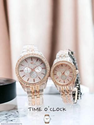 Rose Gold Unisex Couple Watches Pack of 2 Stainless Steel Chain Strap thumbnail 3