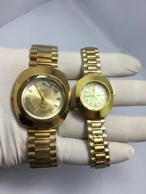 Golden Couple Watches Stainless Steel Chain Strap for Women and Men thumbnail 3