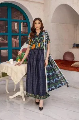 3 Pcs Women's Unstitched Printed Suit