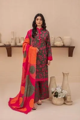3 Pcs Women's Unstitched Printed Suit