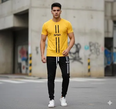 2 Pcs Men's Polyester Printed Track Suit