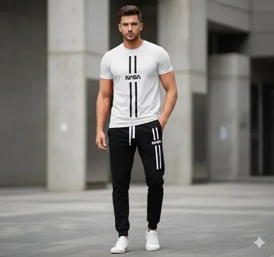 2 Pcs Men's Polyester Printed Track Suit