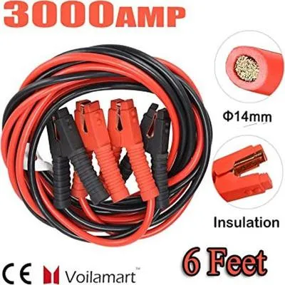 Voilamart Auto 1 Gauge Heavy Duty Jumper Cables Each 6 / 9-foot long, 3000 AMP automotive battery jumper cable is of commercial grade and is ideal for cars, trucks