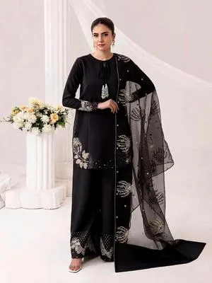 Silver/Golden Heavy Sequence Embroidery 3Pcs Set