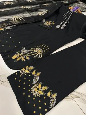 Silver/Golden Heavy Sequence Embroidery 3Pcs Set thumbnail 2