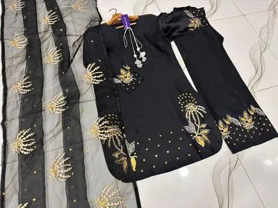 Silver/Golden Heavy Sequence Embroidery 3Pcs Set thumbnail 4