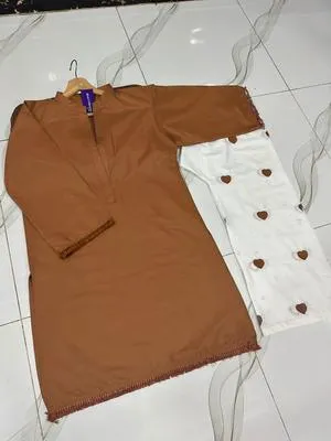 Lace Border Sleeve Shirt With Heart Embroidery Flapper 2Pcs thumbnail 3
