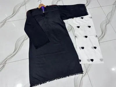 Lace Border Sleeve Shirt With Heart Embroidery Flapper 2Pcs thumbnail 4