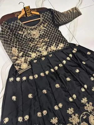 2 Pcs Women's Stitched Shamoz Silk Embroidered Maxi Suit thumbnail 3