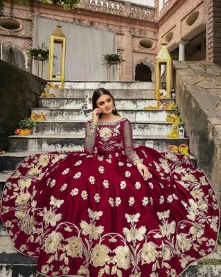 2 Pcs Women's Stitched Shamoz Silk Embroidered Maxi Suit